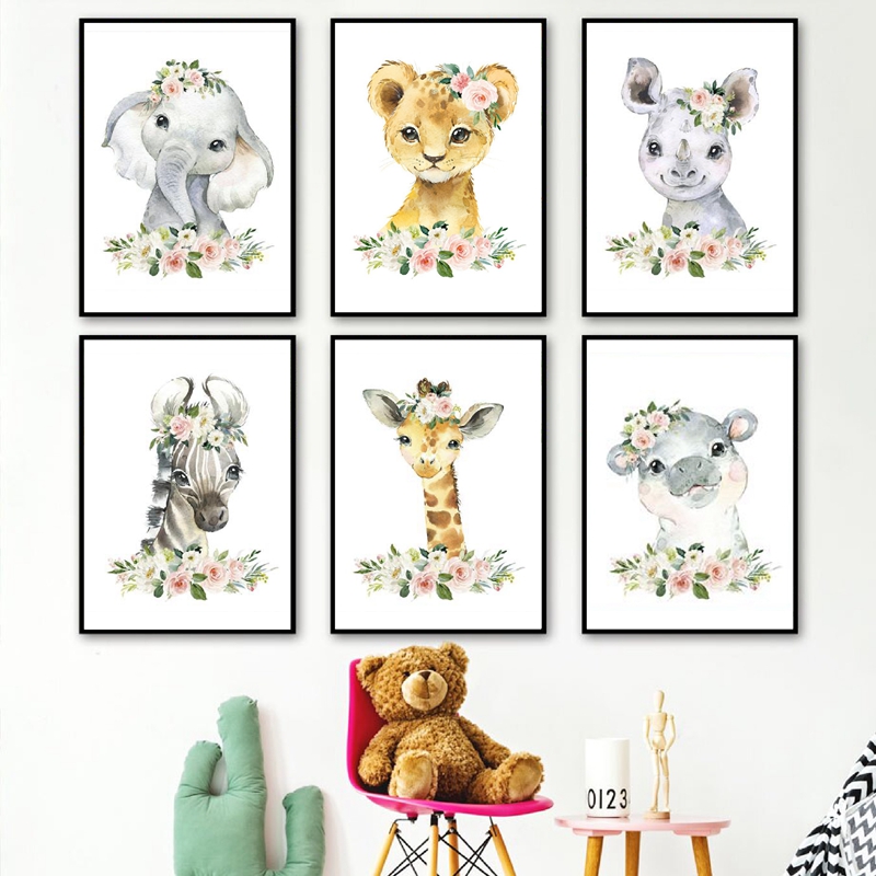 Baby Nursery Wall Decor - Obrazy na płótnie z motywem kwiatowej
