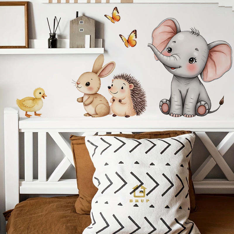 Baby Nursery Labels - Naklejka ścienna z kreskówkowymi zwierzętami -