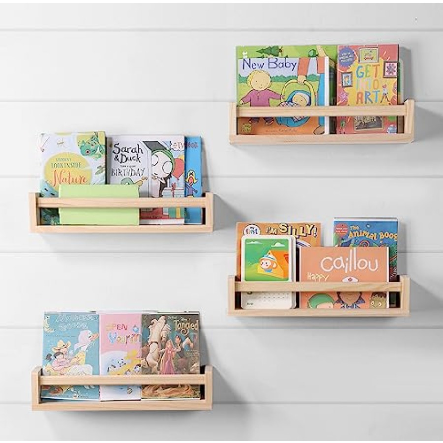 Baby Nursery Floating Shelves - Zestaw 4 półek do pokoju dziecięcego,