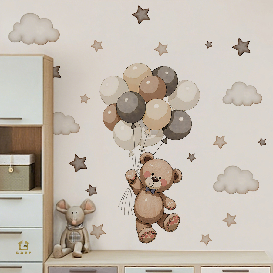 Baby Nursery Labels - Urocze naklejki ścienne z misiami, zdejmowalne