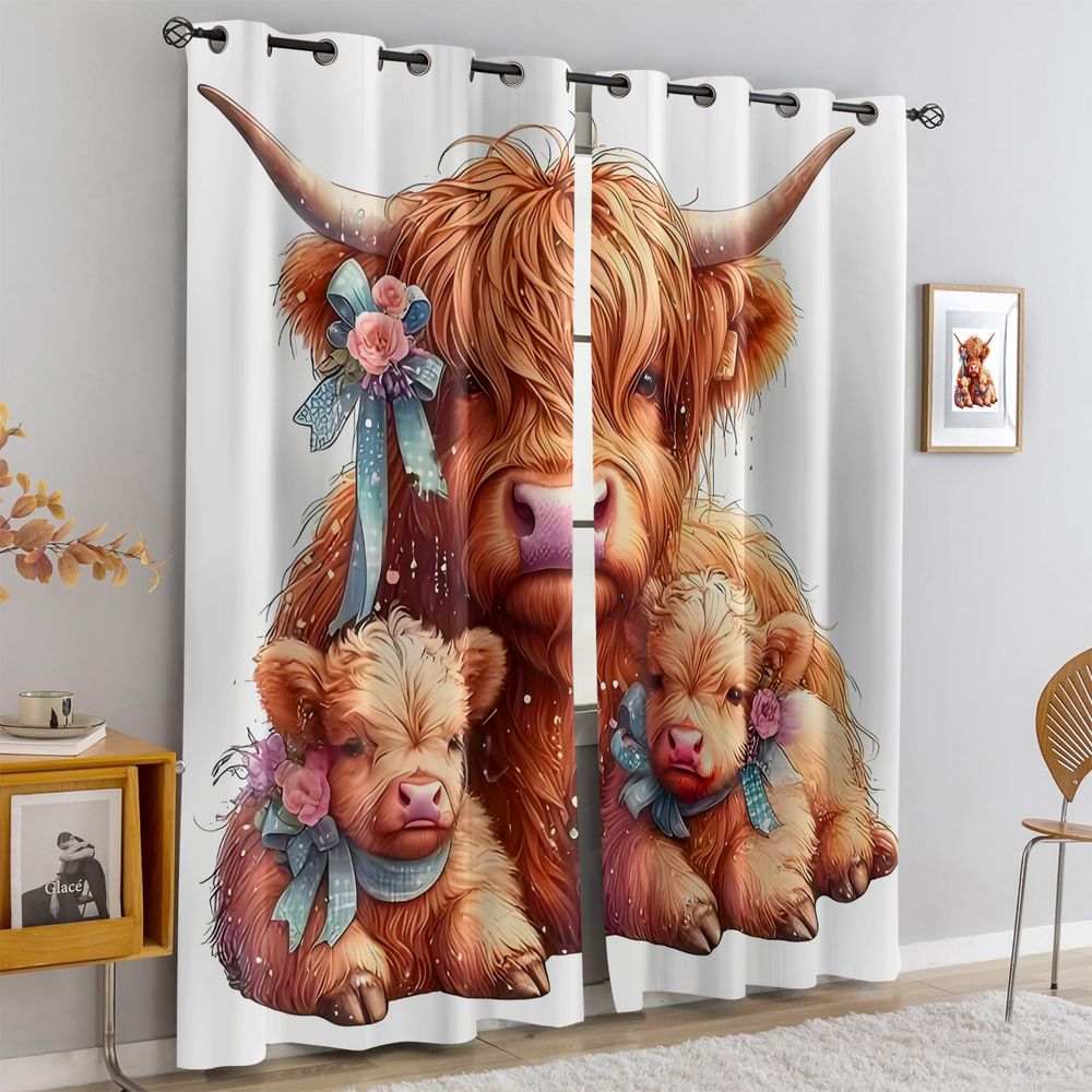 Baby Nursery Light Shade - Urocze zasłony z motywem krowy szkockiej,