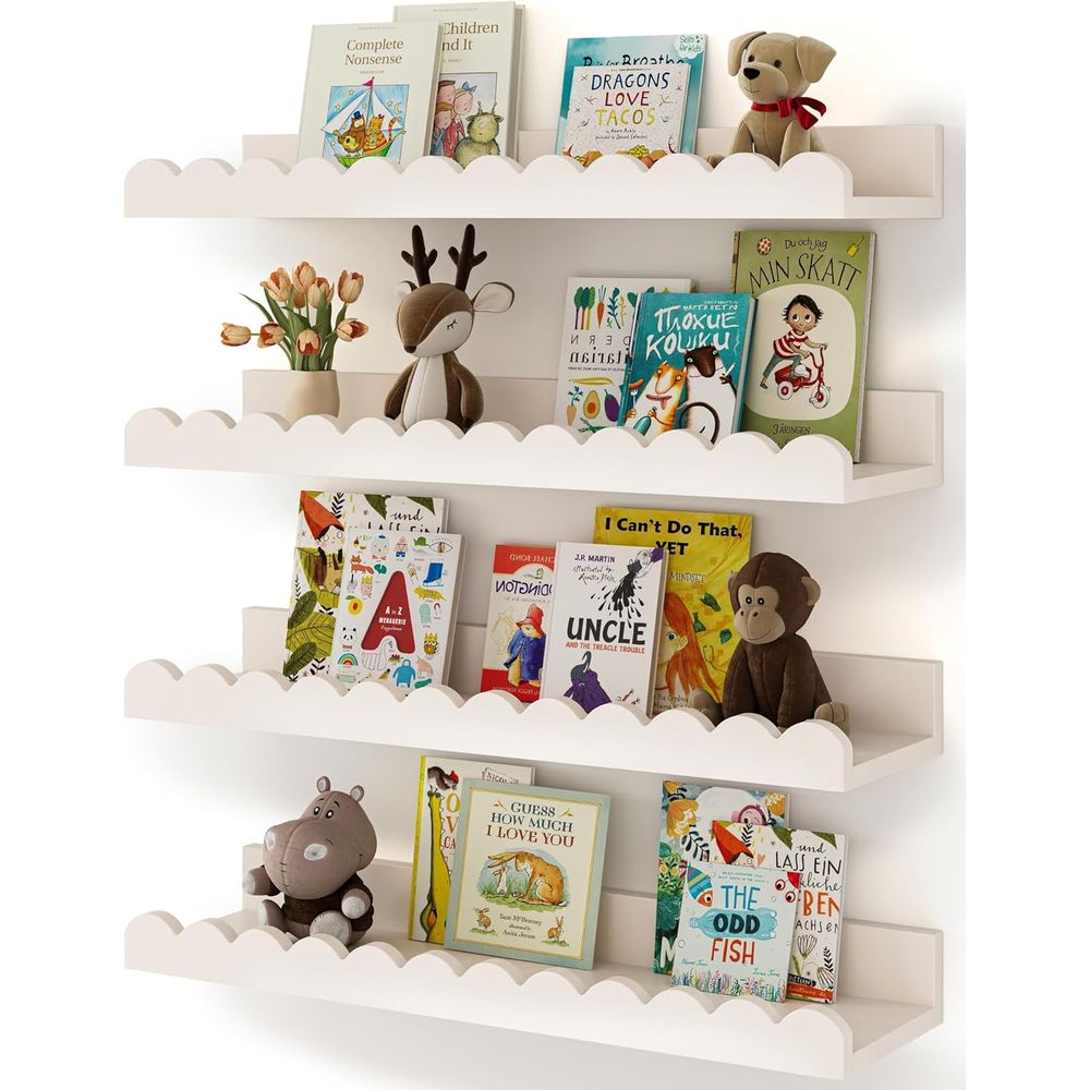 4 sztuki białych półek wiszący – Baby Nursery Floating Shelves recenzja i cena