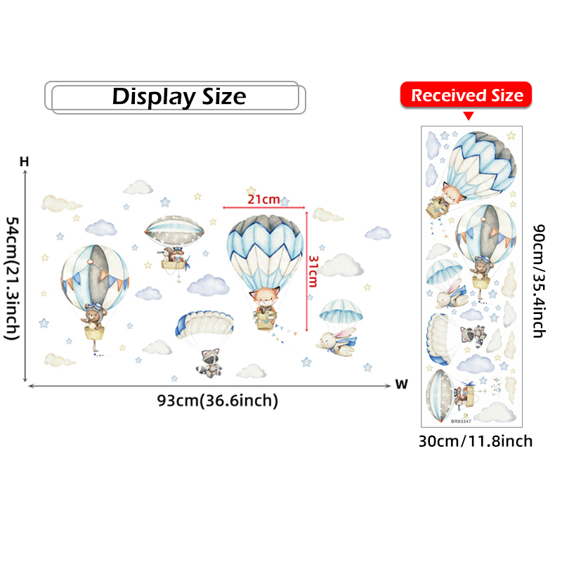 Cartoon Cute Animals Hot Air B – Baby Nursery Labels recenzja i cena
