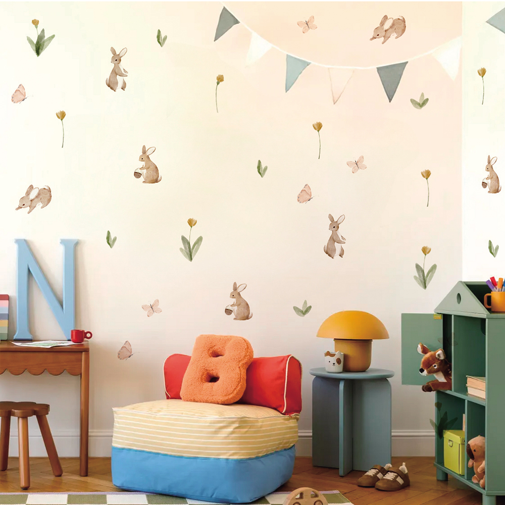 Letnia akwarela Śliczne królic – Baby Nursery Labels recenzja i cena