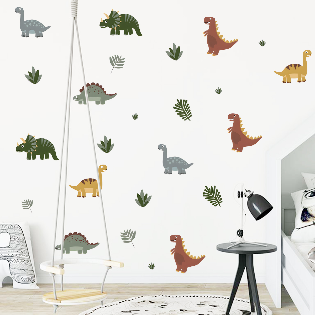 Cartoon Cute Dinosaur Leaf Ani – Baby Nursery Labels recenzja i cena