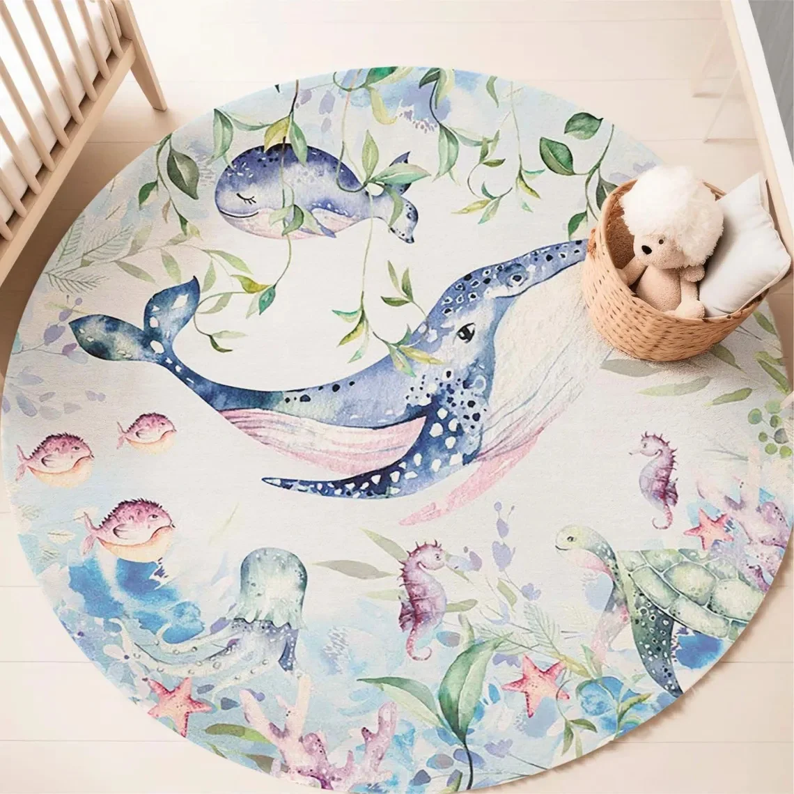 Niebieski dywan z motywem mors – Baby Nursery Carpet recenzja i cena